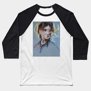 Expressive Girl Portrait Baseball T-Shirt